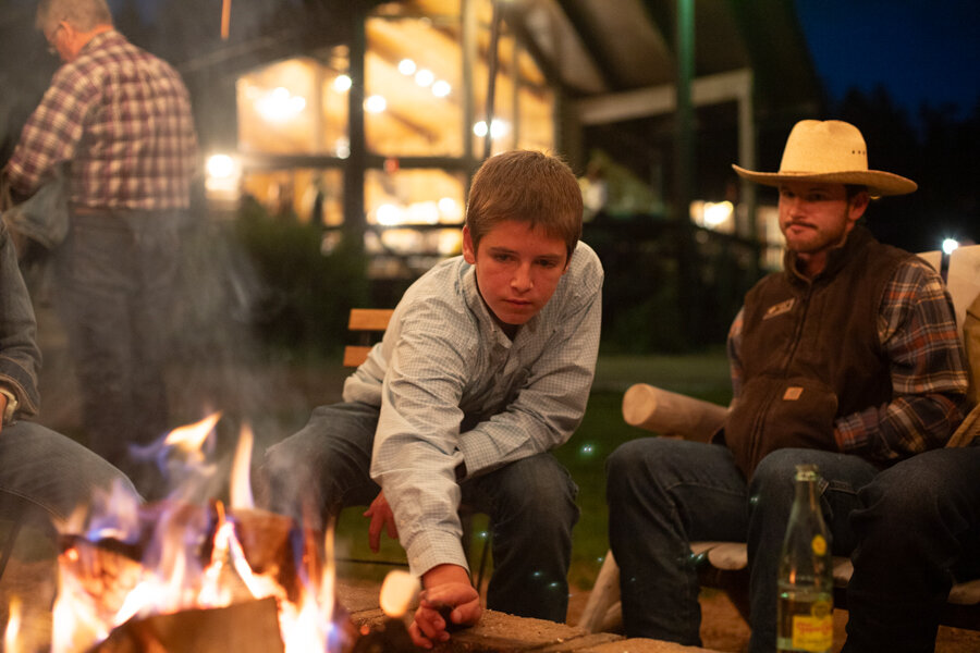 guests enjoying bonfire